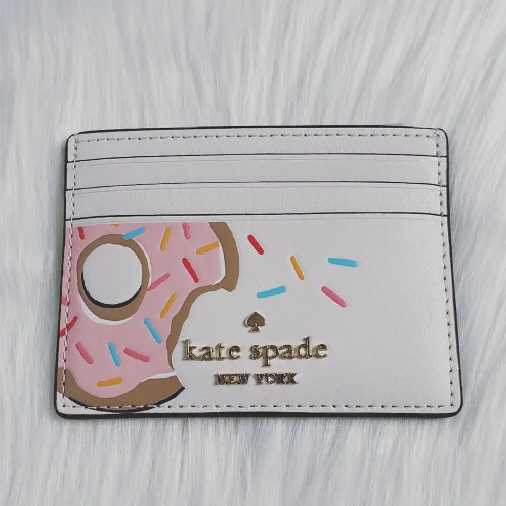 NWT Kate Spade Collectable Coffee Break Donut Small Slim Card Holder - Picture 1 of 4